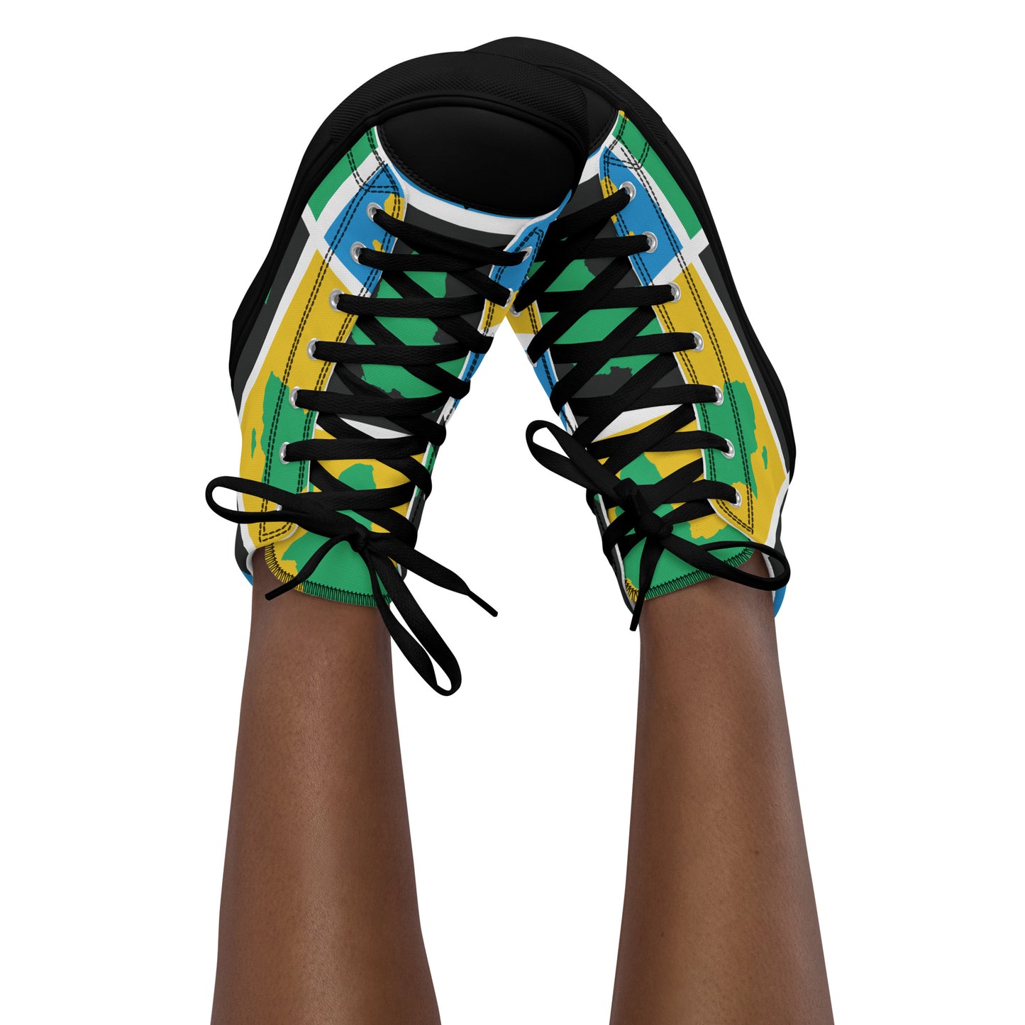 AFRICA WARHOL Women’s High Top Canvas Shoes (Yellow, Green, Turquoise)