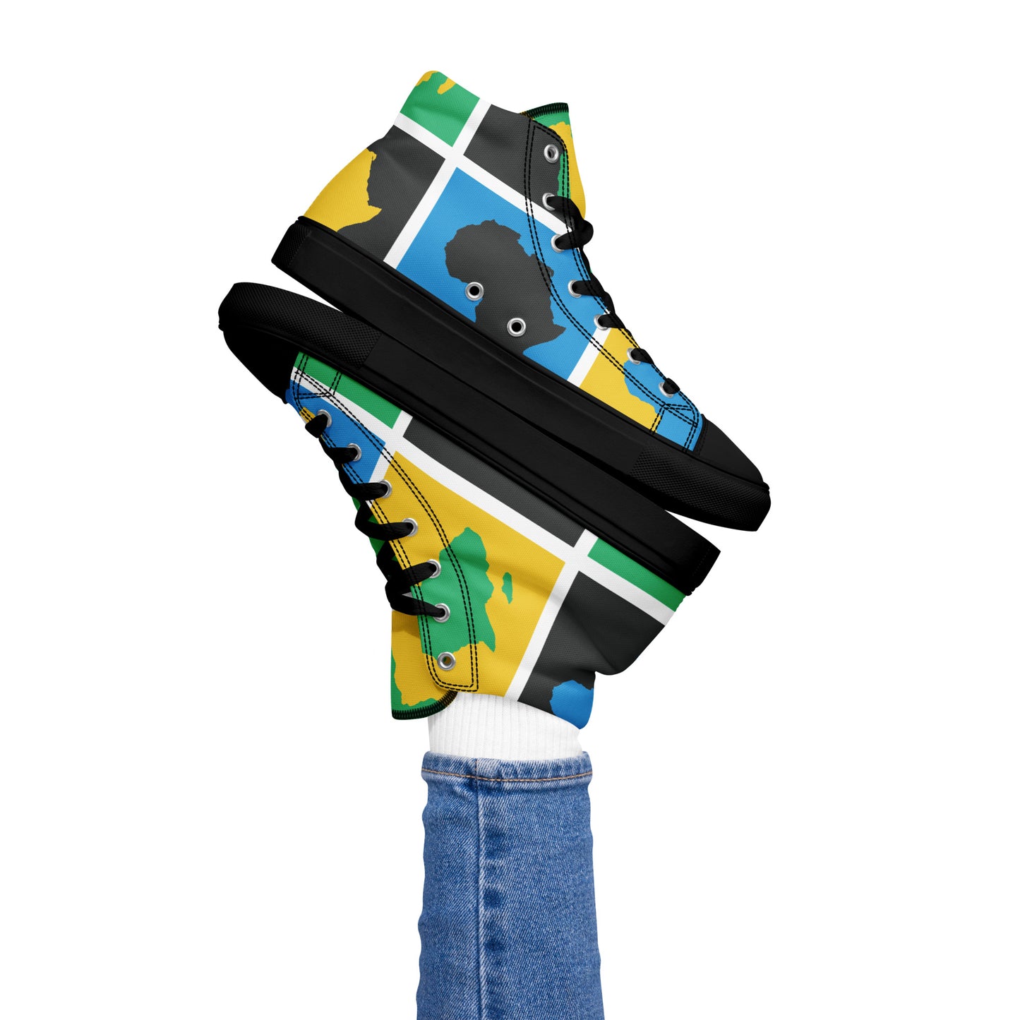 AFRICA WARHOL Women’s High Top Canvas Shoes (Yellow, Green, Turquoise)