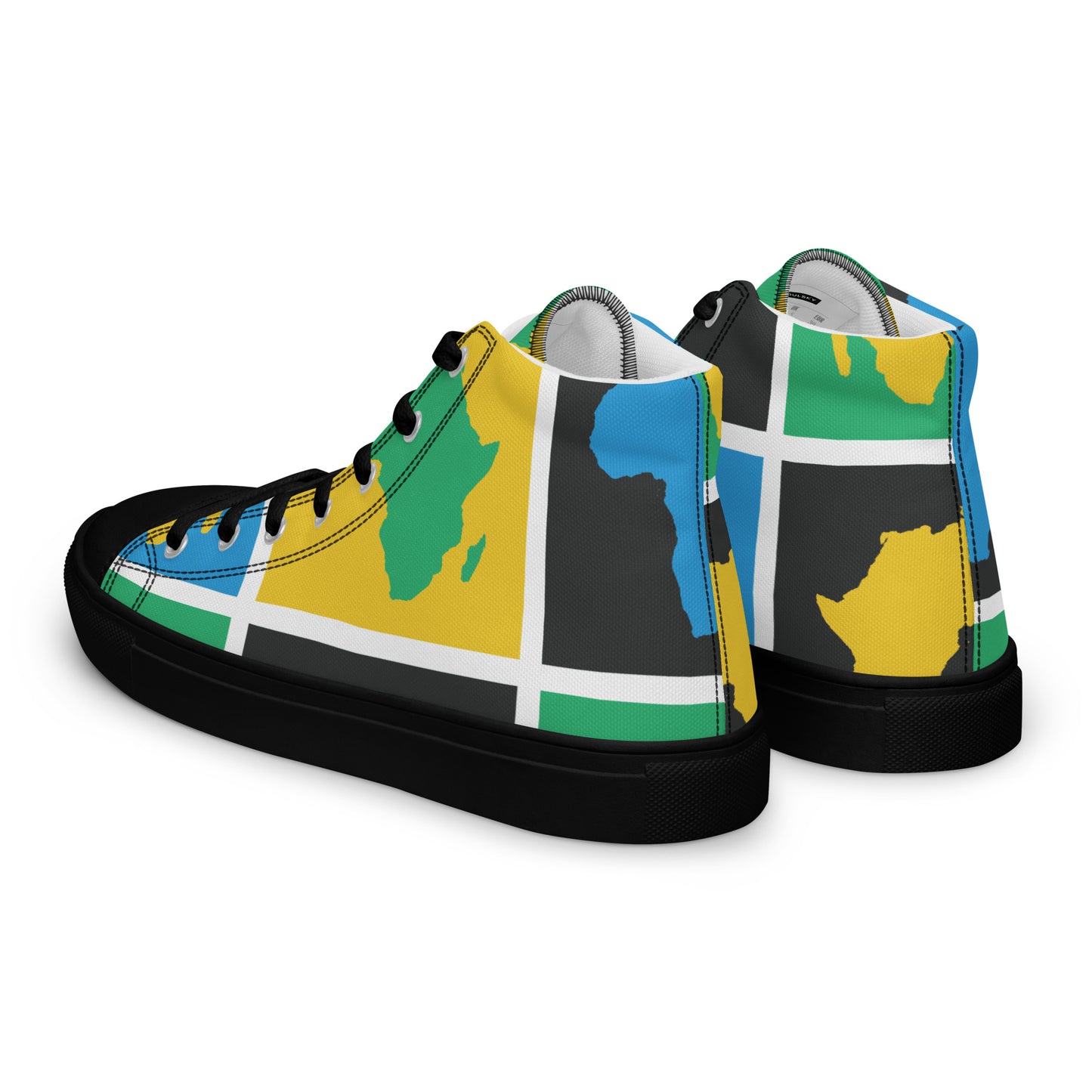 AFRICA WARHOL Women’s High Top Canvas Shoes (Yellow, Green, Turquoise)