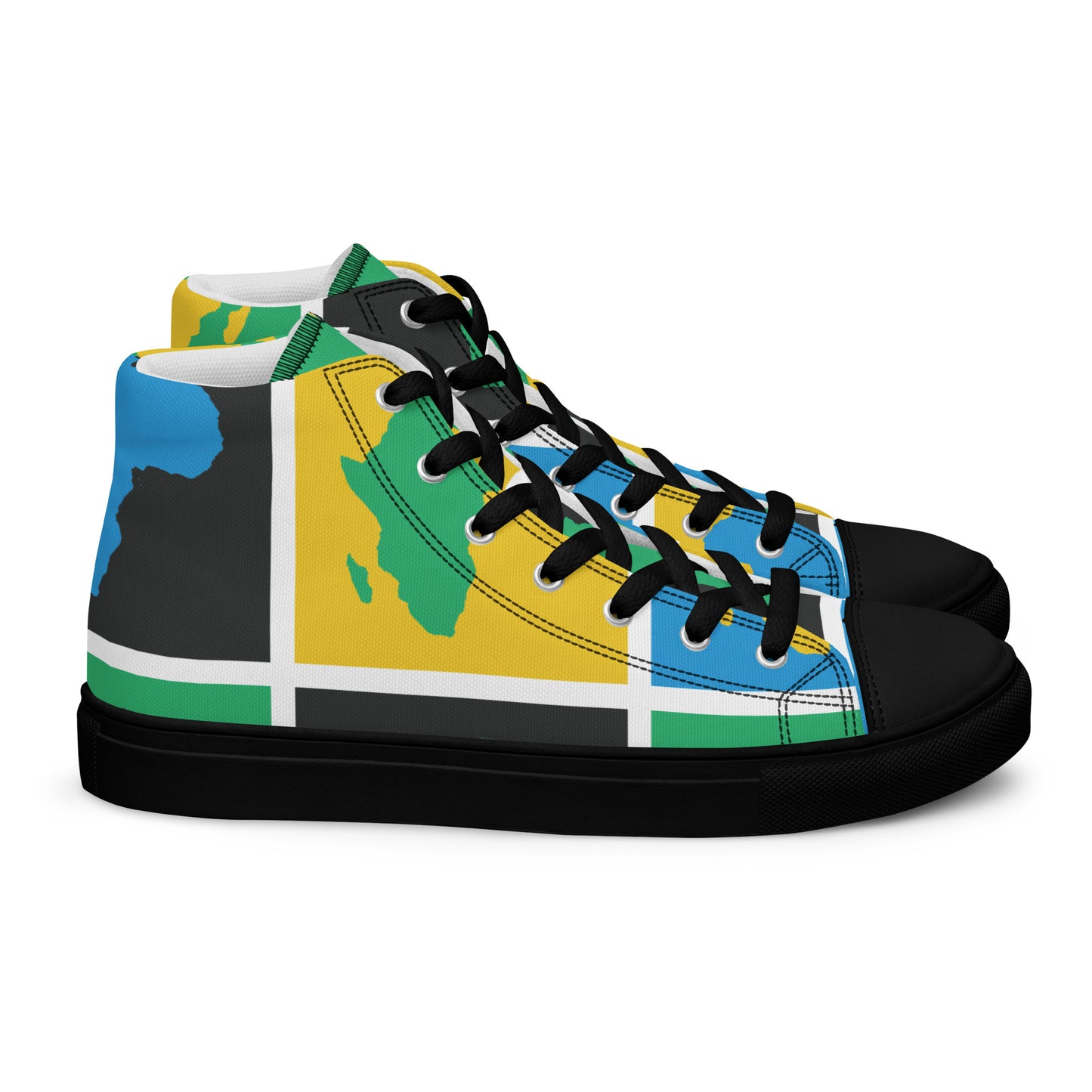 AFRICA WARHOL Women’s High Top Canvas Shoes (Yellow, Green, Turquoise)