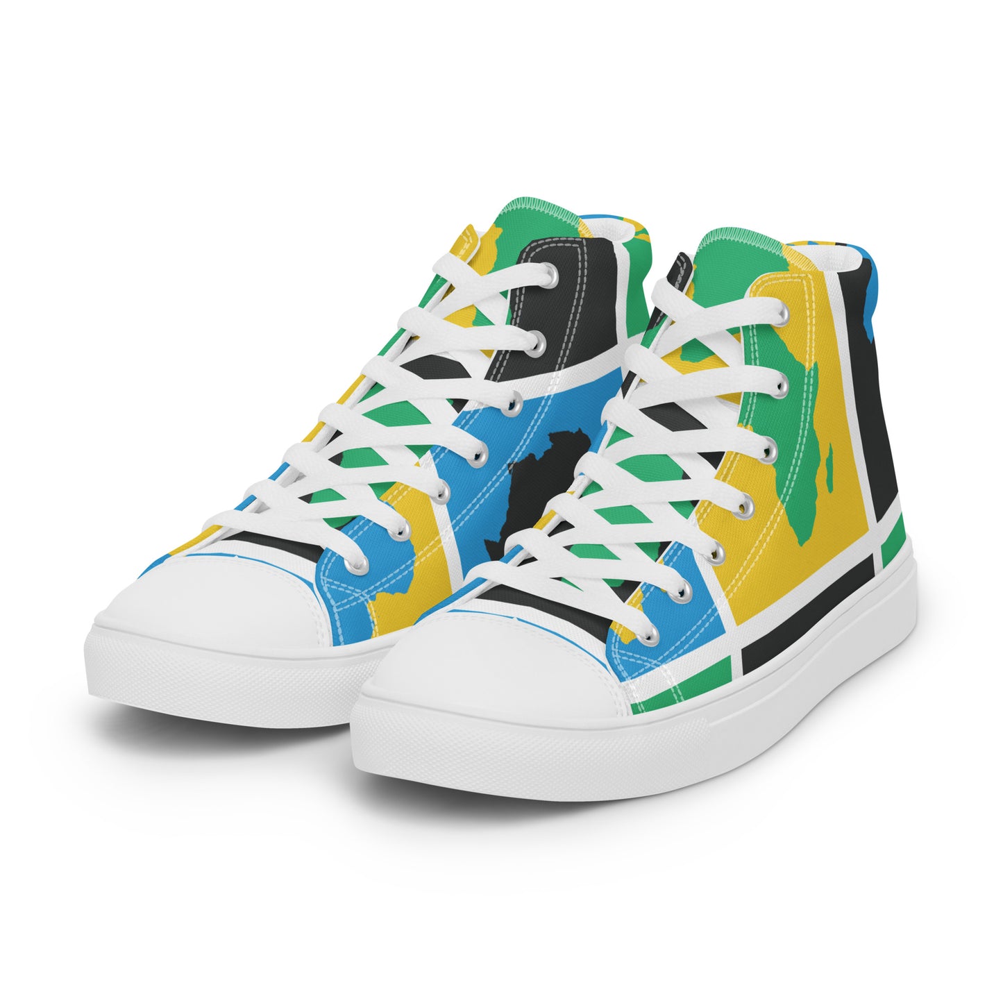 AFRICA WARHOL Women’s High Top Canvas Shoes (Yellow, Green, Turquoise)