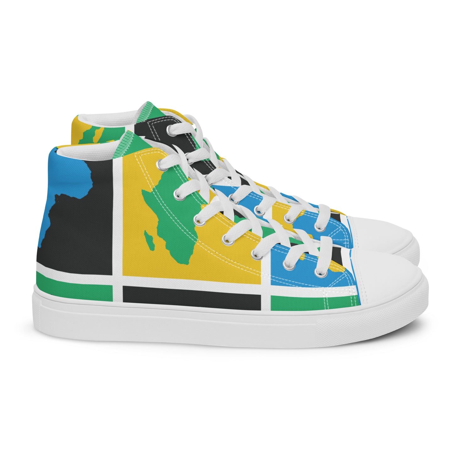 AFRICA WARHOL Women’s High Top Canvas Shoes (Yellow, Green, Turquoise)