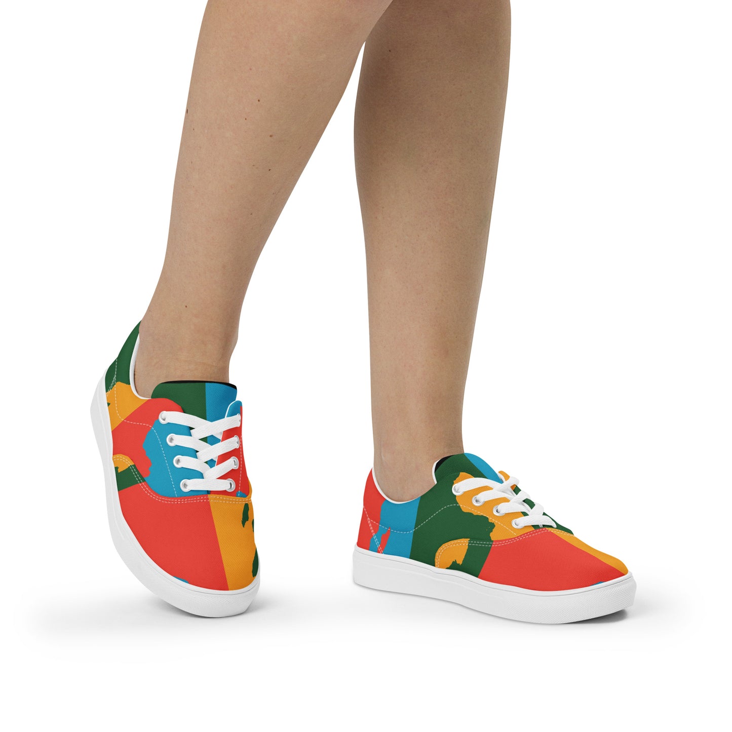 AFRICA WARHOL Women’s Lace-Up Canvas Shoes (Bright)