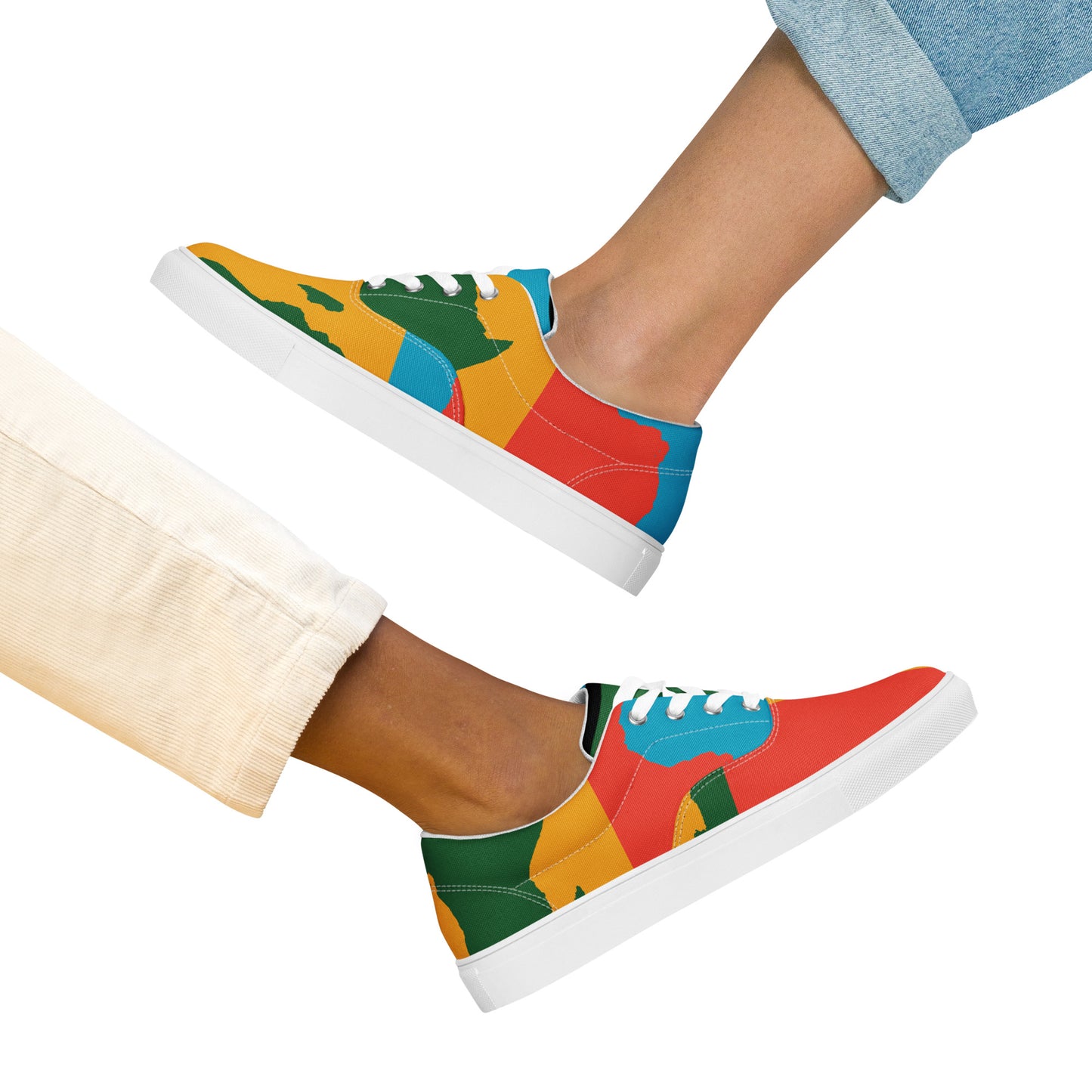 AFRICA WARHOL Women’s Lace-Up Canvas Shoes (Bright)