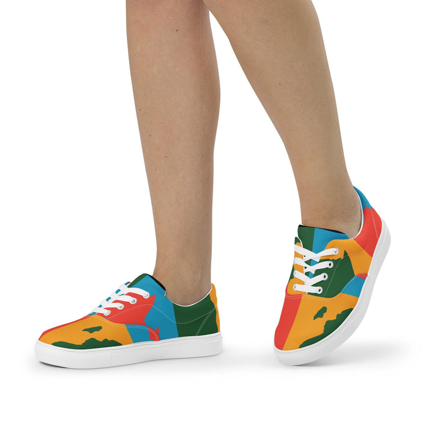 AFRICA WARHOL Women’s Lace-Up Canvas Shoes (Bright)