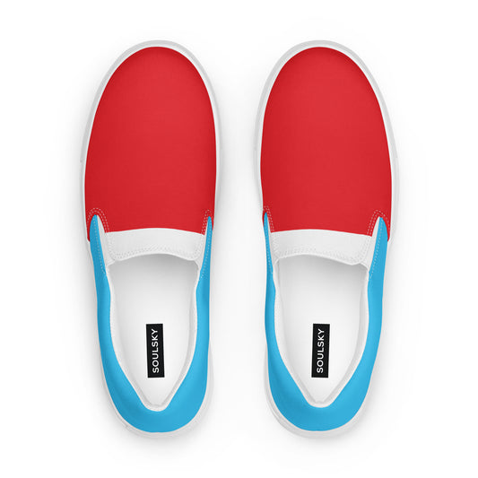 Women’s Slip-On Canvas Shoes (Red, White, Turquoise)